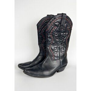 Vintage Cowboy Boots Leather Embroidered Cowgirl Western Heel Stampede Rodeo 10